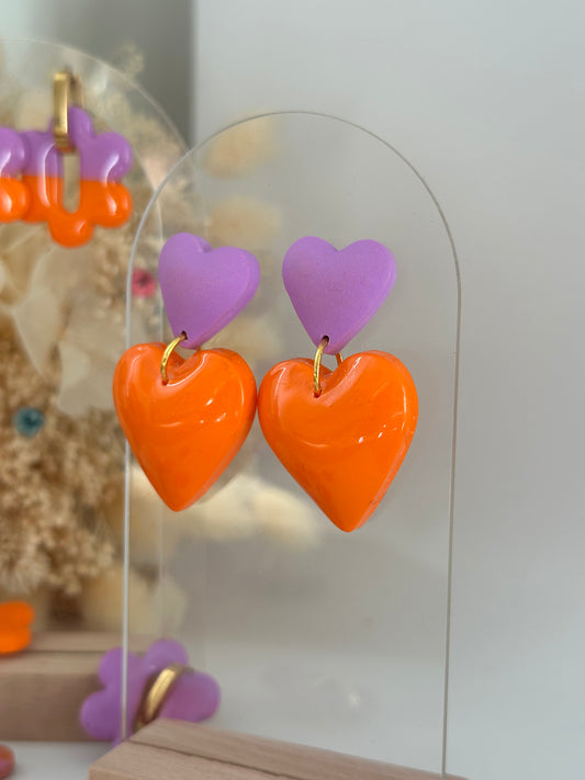 Double Heart violet/orange